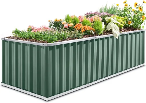 Vista 13 de King Bird - Cama de jardín elevada de 68 x 36 x 12 pulgadas, kit de caja de maceta de metal de acero galvanizado para jardín al aire libre, con 2