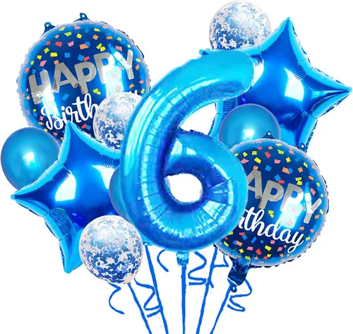 Vista 17 de Globos, 11 globos de aluminio para niños de 1 año para decoración de fiesta de primer cumpleaños, globos de confeti, globos de fiesta, suministros