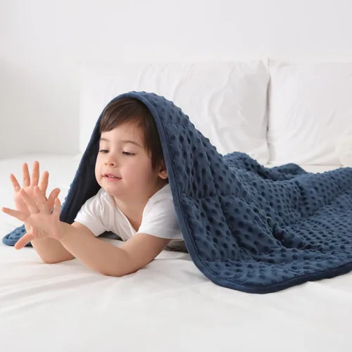 Huloo Sleep Manta con peso para niños, tamaño individual, 5 libras (36 x 48 pulgadas, azul marino) Manta transpirable suave con peso Minky para