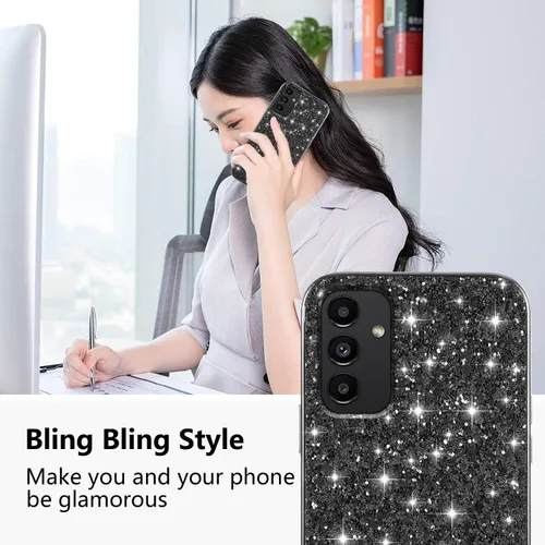 Vista 2 de Compatible con Samsung Galaxy A13 0.18 oz Funda con purpurina a prueba de golpes, funda de teléfono para Galaxy A13 0.18 oz Bling TPU brillante y PC