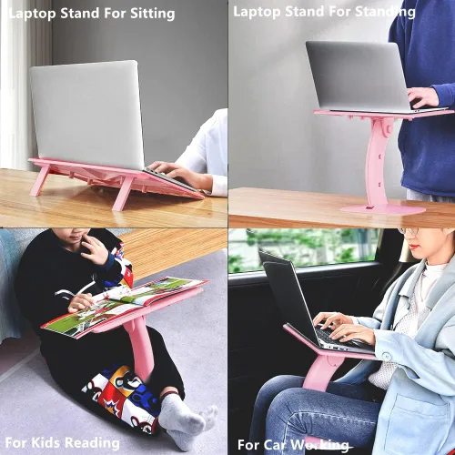 Vista 5 de Escritorio portátil para computadora portátil, bandeja de regazo para computadora portátil, mesa para comer, escribir, soporte ajustable