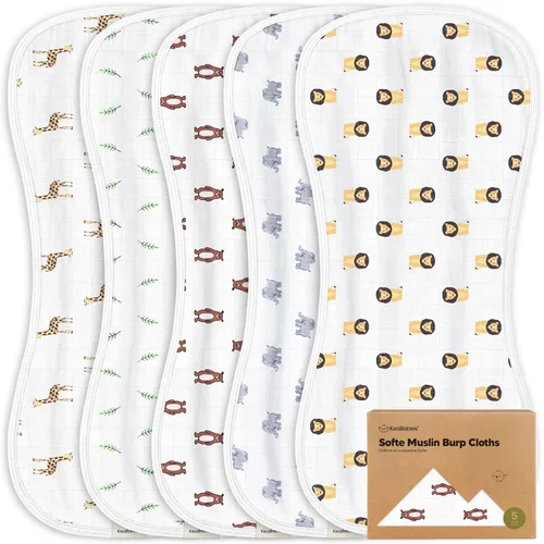 Vista 22 de 5 paquetes de paños de muselina para babero para bebé niño, niña - Paños de babero para bebé muy absorbentes, paños de muselina de algodón de bambú