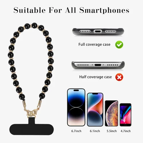 Vista 2 de takyu Dije para teléfono, correa de pulsera con cuentas para teléfono con piedras preciosas naturales para mujeres y niñas, cordón de muñeca manos