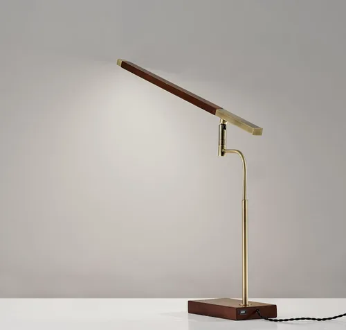 Vista 4 de Adesso 3046-15 Barrett Lámpara de escritorio LED, 16.5-28.5 pulgadas, 7W, acabado de nogal, 1 lámpara de mesa