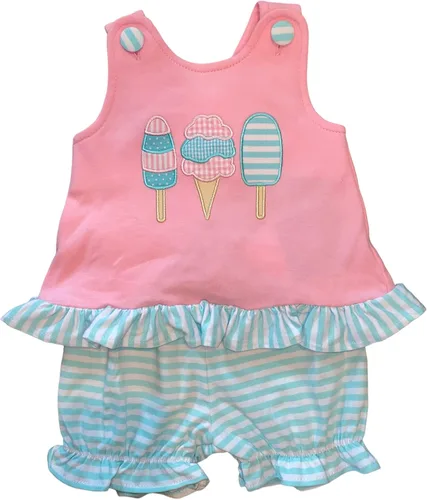 Conjunto de bombachos para helados para bebé, comodidad de lujo, 100% algodón, calidad boutique, traje de verano para niñas