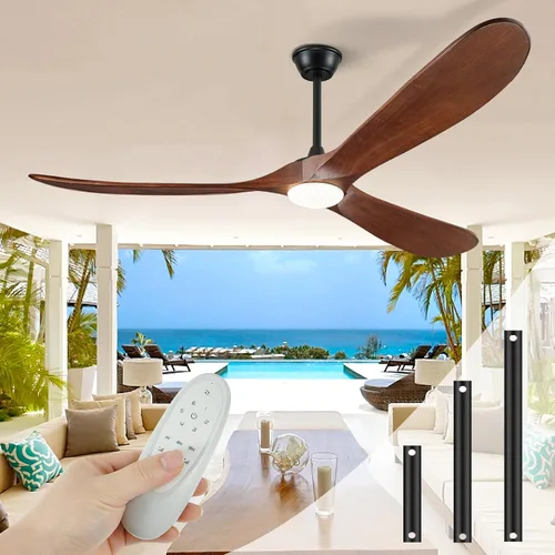 Vista 11 de 52 ventiladores de techo con luces y control remoto, ventilador de techo para exteriores con luces de alto CFM, silencioso ventilador de techo