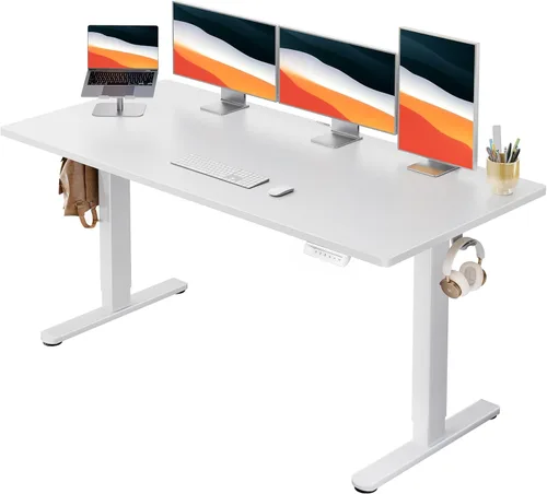 Vista 16 de HUANUO - Escritorio eléctrico de pie, 122 x 76 cm de una pieza, escritorio de altura ajustable para computadora, 4 configuraciones de memoria