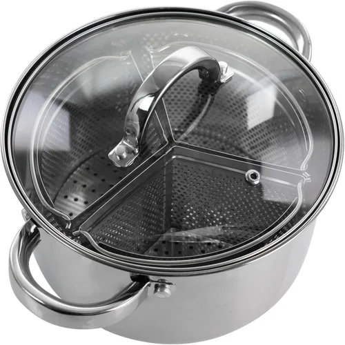 Vista 13 de Oster Sangerfield - Juego de olla de pasta de acero inoxidable de 5 cuartos de galón con vaporera, cesta y tapa – Utensilios de cocina duraderos
