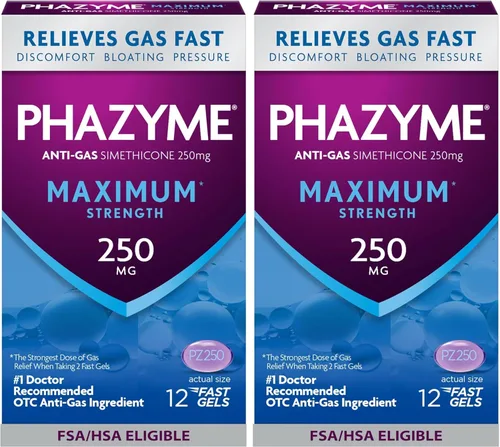 Vista 12 de Phazyme - Alivio máximo para los gases y la hinchazón, 250 mg de simeticona, 12 cápsulas blandas