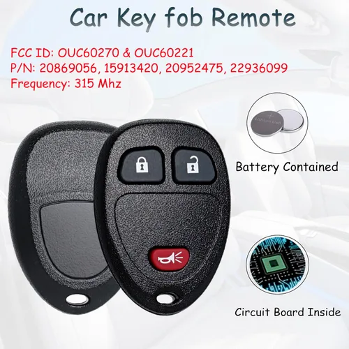 Vista 4 de Llavero de entrada sin llave con llaves de encendido Compatible con Chevy Silverado Avalanche Tahoe Traverse Equinox Express/GMC Sierra Acadia 2007