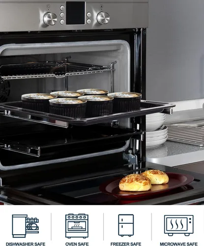 Vista 5 de Delling Ramekins - Juego de 6 platos de cerámica para soufflé de porcelana de 12 onzas, postre, aperitivos, tazones pequeños para servir, color negro