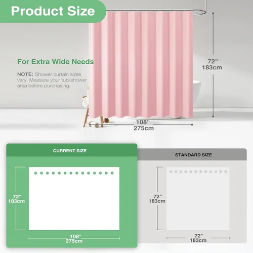 Vista 557 de Cortina de ducha de tela Dynamene verde oscuro - Cortinas de baño de tela de nido de abeja texturizadas resistentes, juego de cortinas de baño