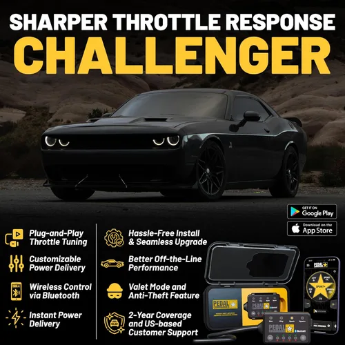 Vista 2 de PEDAL COMMANDER Controlador de acelerador compatible con Dodge Challenger 2008-2023, Plug-and-Play, 4 modos de conducción, 36 ajustes, antirrobo