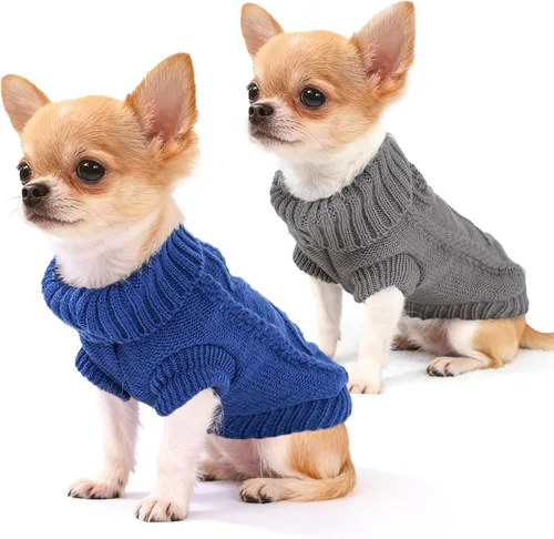 2 Piezas Suéter para Perros Pequeños Suéteres de Punto Cálidos de Invierno para Perros Ropa Linda para Cachorros para Chihuahua Teacup Yorkie