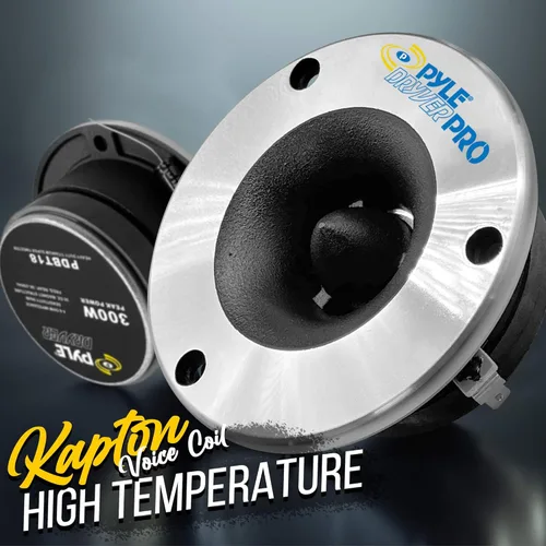 Vista 4 de Pyle Tweeter de cuerno de titanio de 3.75 pulgadas (par) – Acabado de corte de diamante cromado de aluminio con pico de 300 vatios de estructura