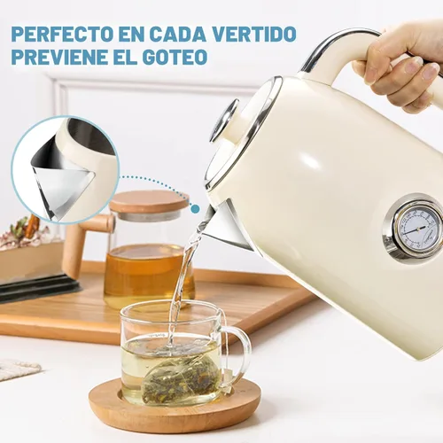 Vista 3 de SUSTEAS Hervidor eléctrico – Hervidor de té caliente de 57 onzas con termómetro, olla de té de acero inoxidable de calentamiento rápido de 1500 W