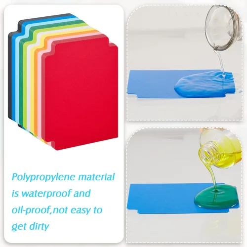 Vista 3 de 100 separadores de tarjetas intercambiables, separadores de tarjetas de plástico, separador multicolor esmerilado con pestañas, vertical estándar