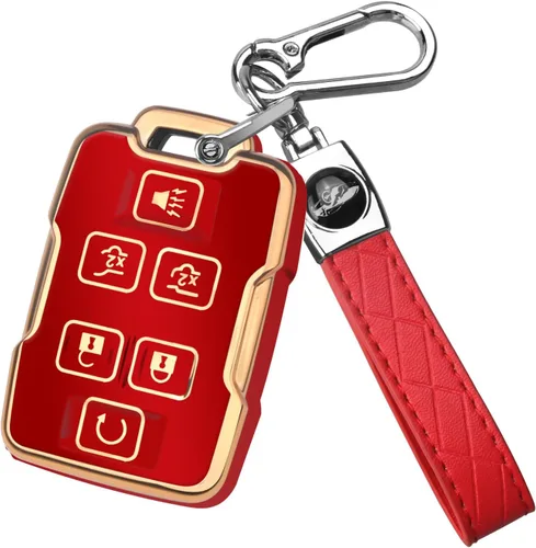 Vista 10 de QBUC Funda para llavero Chevy, funda protectora de TPU suave para llave de automóvil con llavero de cuero compatible con Chevy Silverado 1500 2500HD