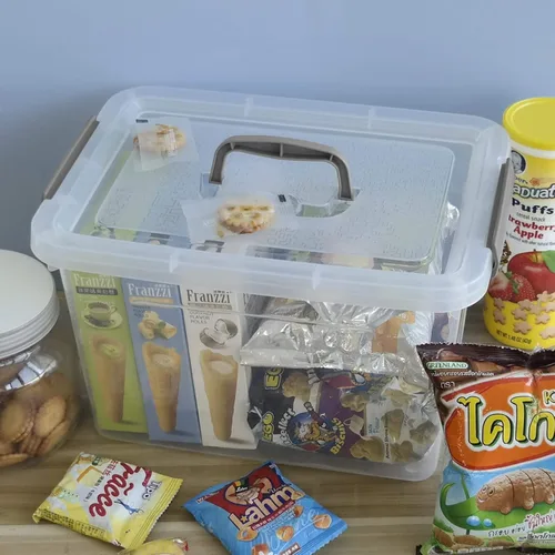 Vista 3 de Contenedor de plástico con tapa, caja de 12 cuartos de galón, juego de 1