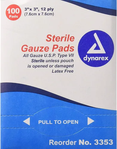 Dynarex - Esponjas no tejidas, gasa no estéril, 3 x 3 pulgadas y 12 capas
