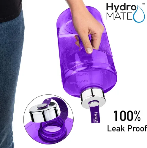 Vista 6 de HydroMATE - Botella de agua con frases motivadoras, de 64 onzas, con marcas de tiempo, sin BPA, botella reutilizable con asa, a prueba de fugas