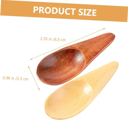 Vista 5 de Cucharas de madera pequeñas 2 cucharas de madera para postre cucharadita de sal cucharadita multifunción cucharas pequeñas cucharas de té prácticas