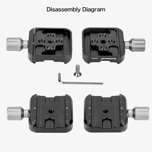 Vista 6 de koolehaoda QR-50B Abrazadera de placa de liberación rápida Adaptador de doble abrazadera compatible con Arca Swiss Plate RRS Rail Plate Nodal Slide