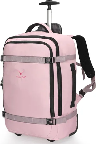 Vista 14 de Hynes Eagle Mochila rodante de 42 L con ruedas, mochila de viaje aprobada para vuelos, equipaje de mano, mochila de equipaje, Azul oscuro, Mochilas