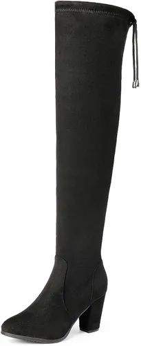 DREAM PAIRS - Botas de tacón medio y alto hasta la rodilla para mujer