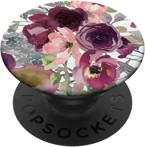 PopSockets intercambiables con diseño floral burdeos con flores rosas