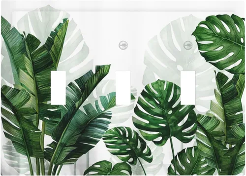 Vista 157 de Placa de Cubierta de Interruptor de Luz de 2 Posiciones Combinación de Abstracción/1 Toggle 1 Rocker Placas Decorativas de Pared de Plástico Negro