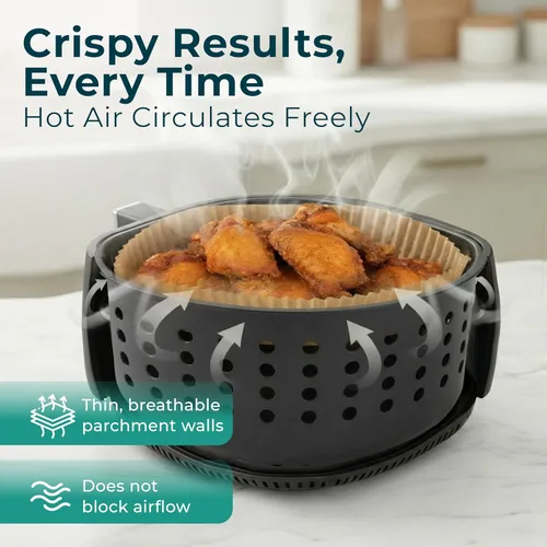 Vista 6 de Cathy Yoder's - Forros redondos para freidora de aire, 125 forros para freidora de aire de 6.3 pulgadas, desechables redondos, 2-5 cuartos de galón