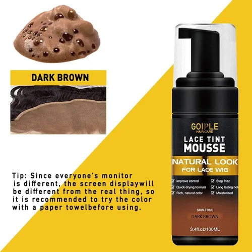 Vista 4 de Mousse de cabello con tinte de encaje para pelucas, tupés y postizos, color de acabado natural de 3.4 onzas líquidas con barra de cera