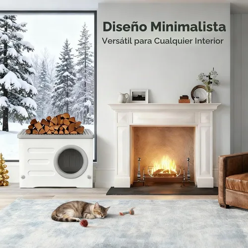 Vista 8 de Casa para gatos al aire libre, resistente a la intemperie, refugio para gatos con puerta de escape y solapa de puerta de PET, apilable elevado