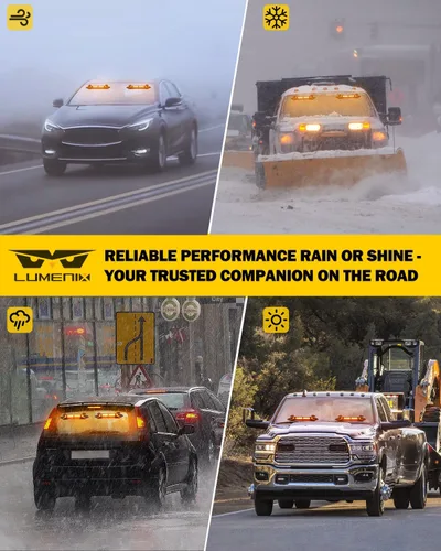 Vista 6 de LUMENIX Barras de Luces Estroboscópicas LED de Emergencia para Salpicadero de Aluminio, Advertencia de Seguridad para Parabrisas Delantero