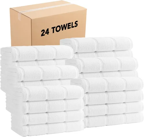 Vista 12 de Arkwright - Juego de 4 toallas de playa a rayas Las Rayas - Juego de 4 toallas de rizo de algodón blanco de felpa suave de secado rápido