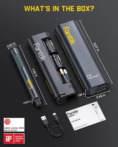 Vista 9 de Fanttik F2 Master Mini kit de herramientas rotativas inalámbricas, motor NeoPulse, 5 velocidades variables, 25000 RPM, cubo Revostor, 35 accesorios