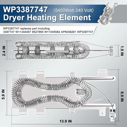 Vista 4 de wp8544771 para Whirlpool Duet Dryer Kit de elementos calefactores con 8544771 PS11746337 AP6013115 para Maytag Bravos xl Elemento calefactor, 279816