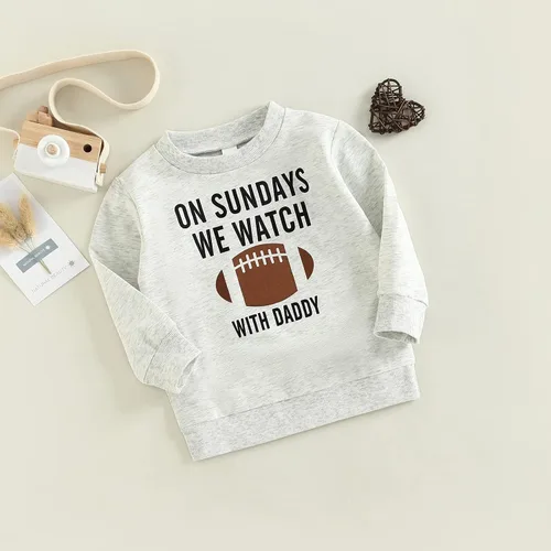 Vista 6 de Lamuusaa Sudadera de gran tamaño con texto en inglés "On Sunday We Watch Football with MommyDaddy