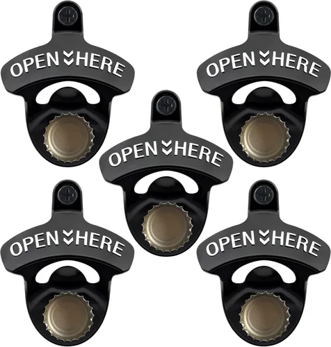 Vista 11 de Abridor de tapas de botellas montado en la pared de bronce antiguo con imanes, soporte de poste magnético retro para abridor de botellas