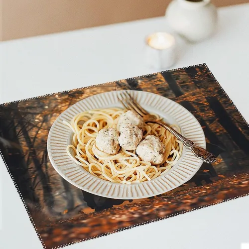 Vista 6 de Three Witches in The Forests Witchy Placemats Set of 6 Resistant Table Mats Washable Place Mats for Dinner Party Table Decoration