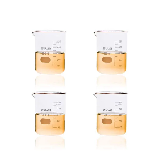 Vista 6 de Vaso de precipitados de vidrio con mango, Vol. 500ml (16.9 fl oz), 3.3 Borosilicato Griffin de forma baja con graduación impresa, paquete de 2