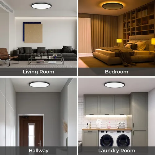 Vista 7 de Matane Lámpara de techo LED de 12 pulgadas con control remoto, luz nocturna cálida de 2000 K, ajustable de 3000 K-6500 K, luces de techo de bajo
