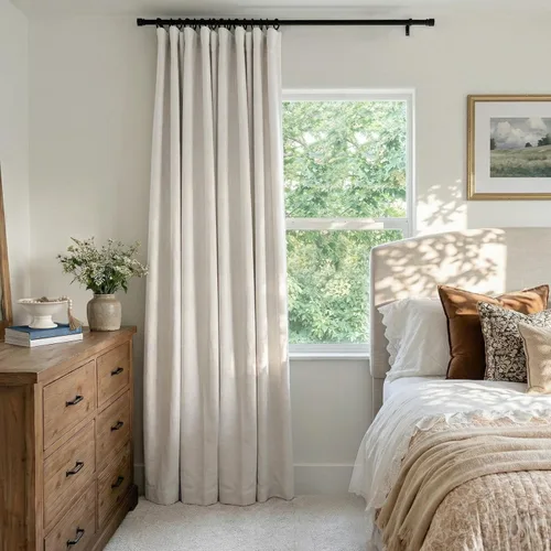 Vista 4 de INOVADAY Cortinas térmicas para puerta corredera 100% opacas para dormitorio, cortinas de puerta corrediza de vidrio extra anchas para patio, lino