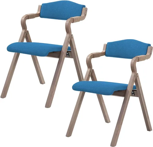 Vista 10 de 2-Pack Folding Chairs with Cushion, Farmhouse Folding Dining Chairs, Linen Padded Foldable Chairs for Dining Room, Parties, Office(Beige)