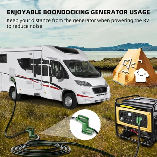 Vista 7 de Cable de extensión de RV de 30 amperios y 25 pies con mango de agarre, resistente calibre 10, 3 clavijas, cable STW de cobre puro para RV, NEMA