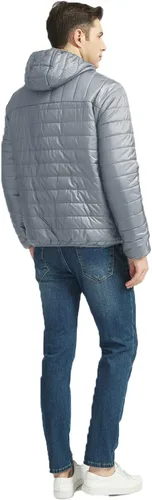Vista 3 de MYJAJAYI Chaquetas acolchadas para hombre, ligera, plegable, de invierno, con capucha, resistente al agua, ropa abrigadora