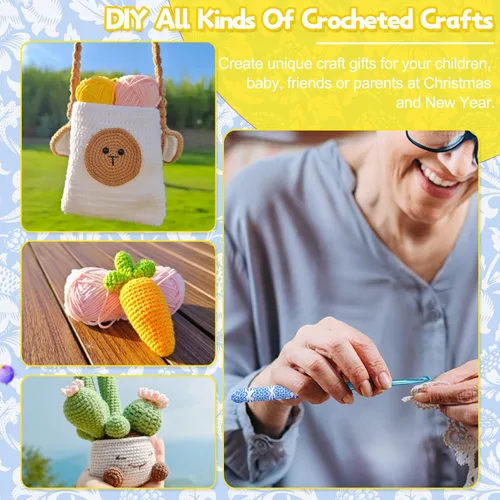 Vista 66 de Coopay Ganchos de ganchillo cálidos para abuela, agujas de ganchillo de agarre suave de aluminio para ganchillo, gancho de tejer para manualidades