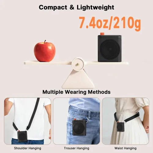 Vista 6 de yAyusi Amplificador de voz inalámbrico para profesores con 2 micrófonos magnéticos Lavalier, mini micrófono portátil manos libres y altavoz