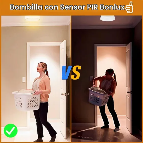 Vista 5 de Bonlux Bombillas LED de techo con sensor de movimiento, base mediana E26, 15 W, PIR UFO, luz nocturna activada por movimiento, equivalente a 150 W
